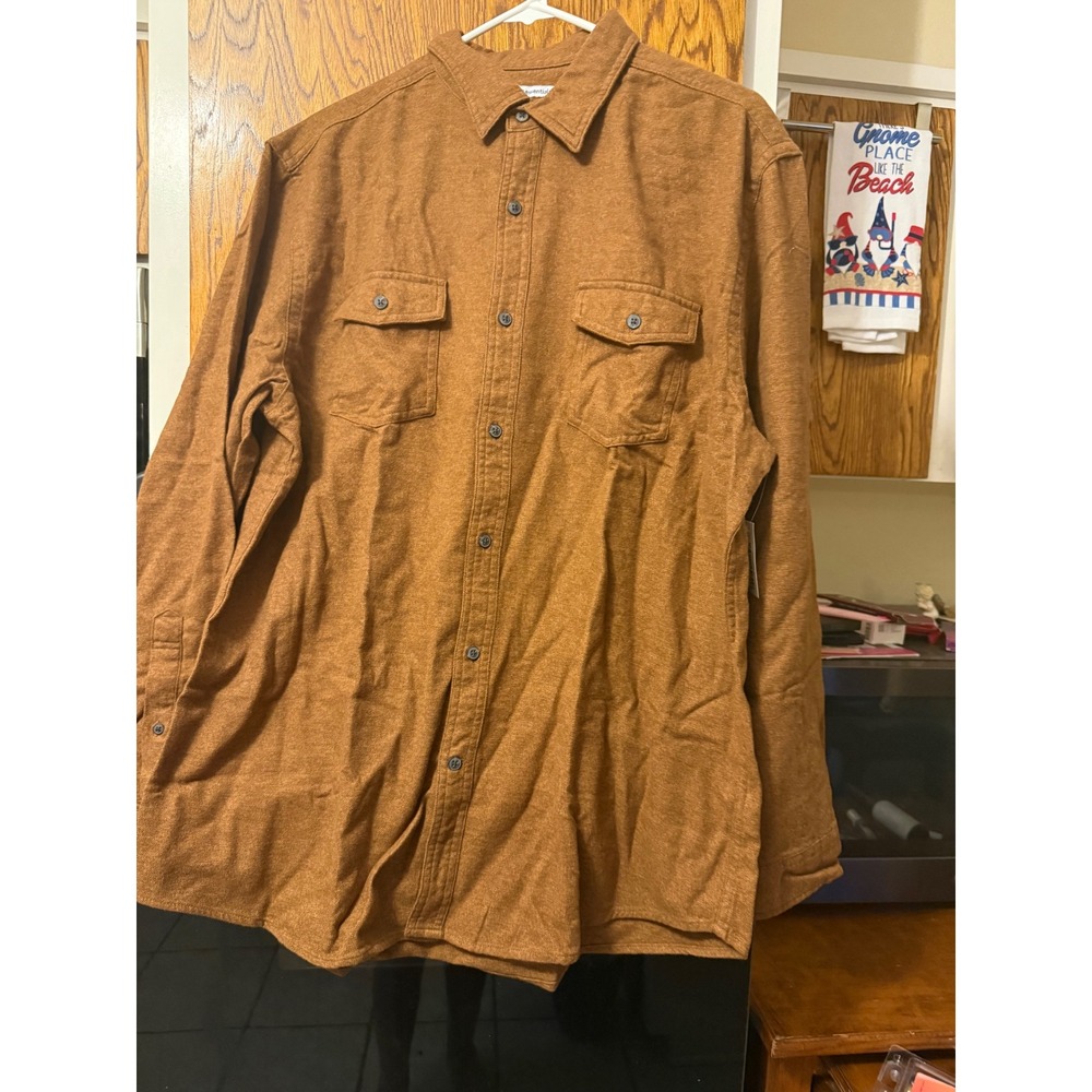 Amazon EssentialsFlannel Shirt Womens LargeCaramel BrownButton Down MAE25001FL18